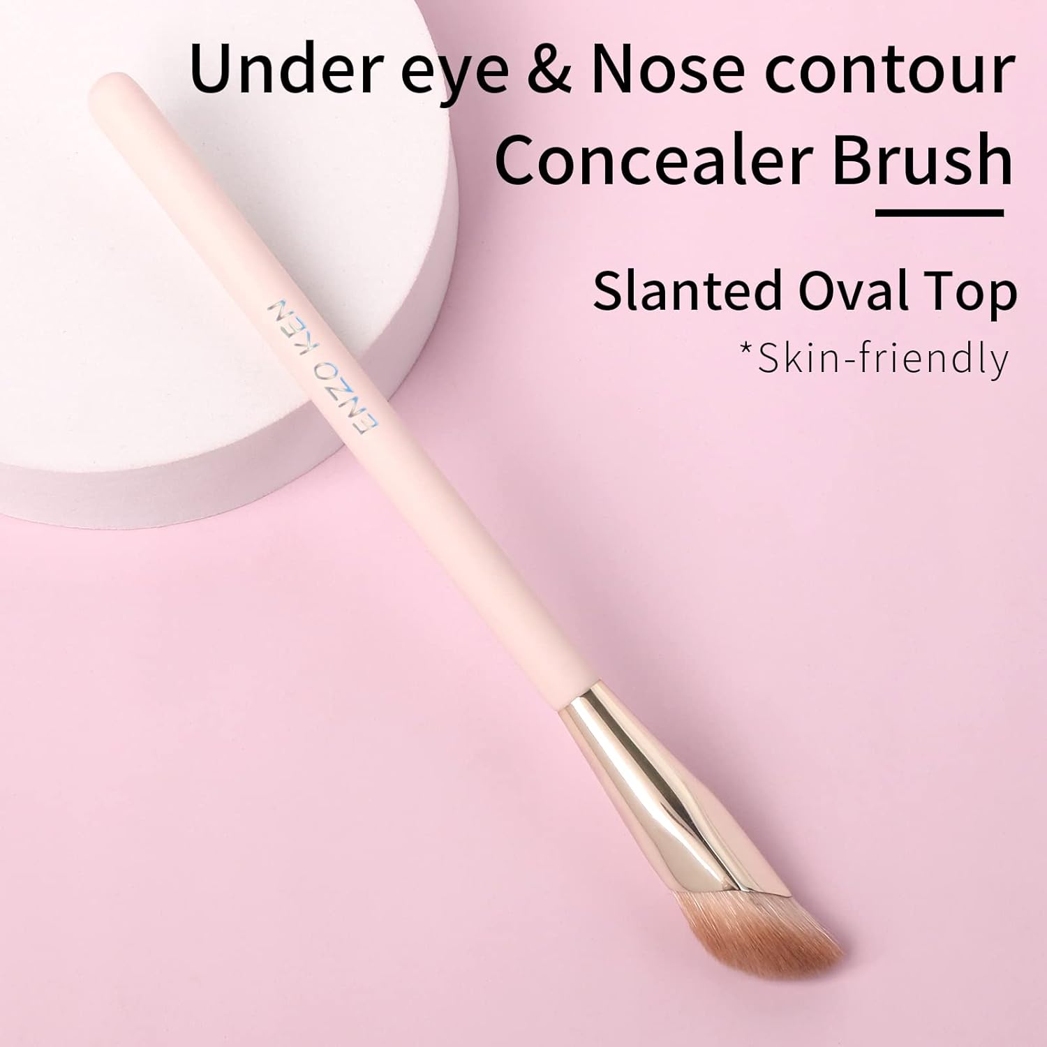 Angled Concealer Brush Under Eye, Concealer Brush, Nose Contour Brush, Small Concealer Brushes, Under Eye Makeup Brushes, Under Eye Brush, Concealer Makeup Brushes. Pink and Gold 11M - Image 2