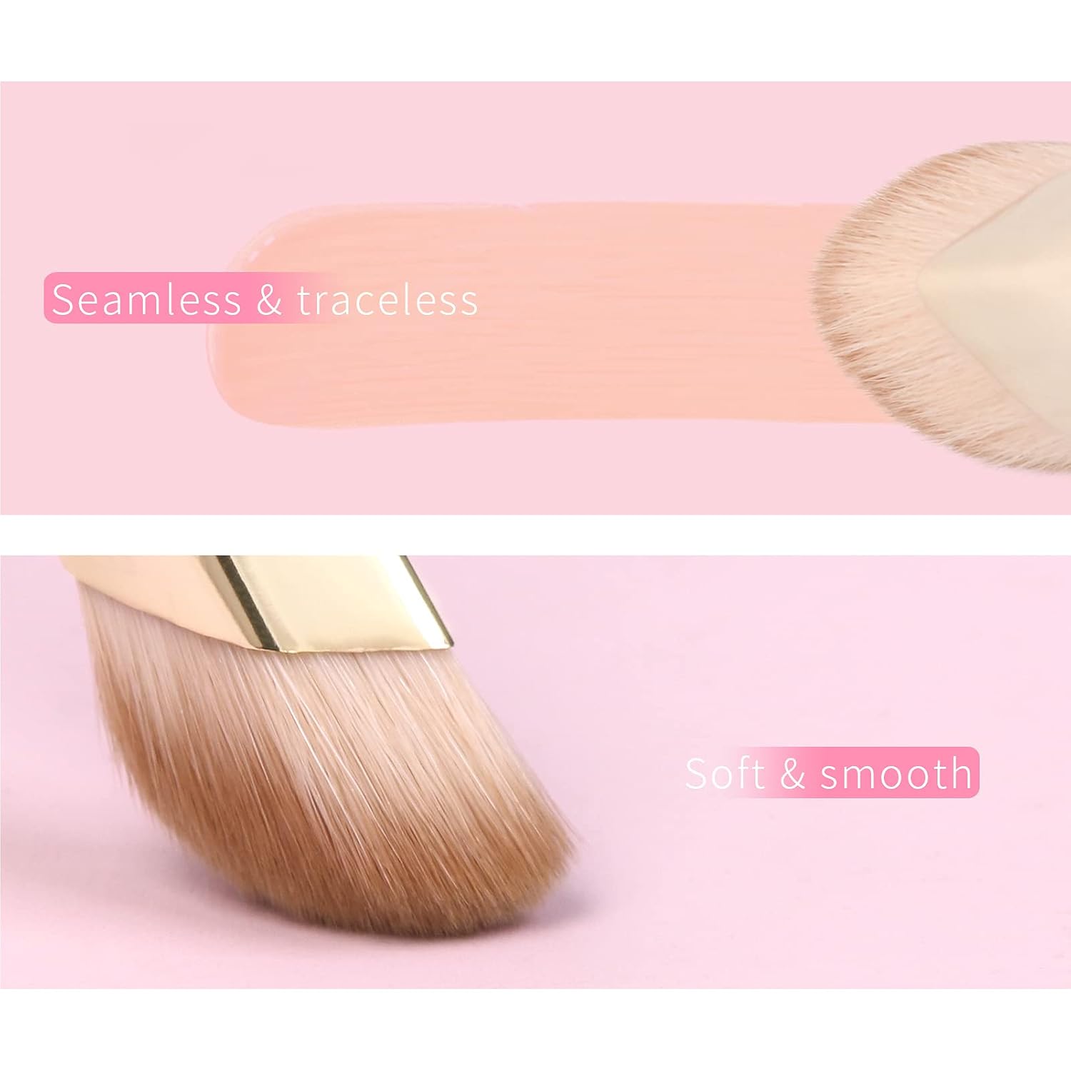 Angled Concealer Brush Under Eye, Concealer Brush, Nose Contour Brush, Small Concealer Brushes, Under Eye Makeup Brushes, Under Eye Brush, Concealer Makeup Brushes. Pink and Gold 11M - Image 4