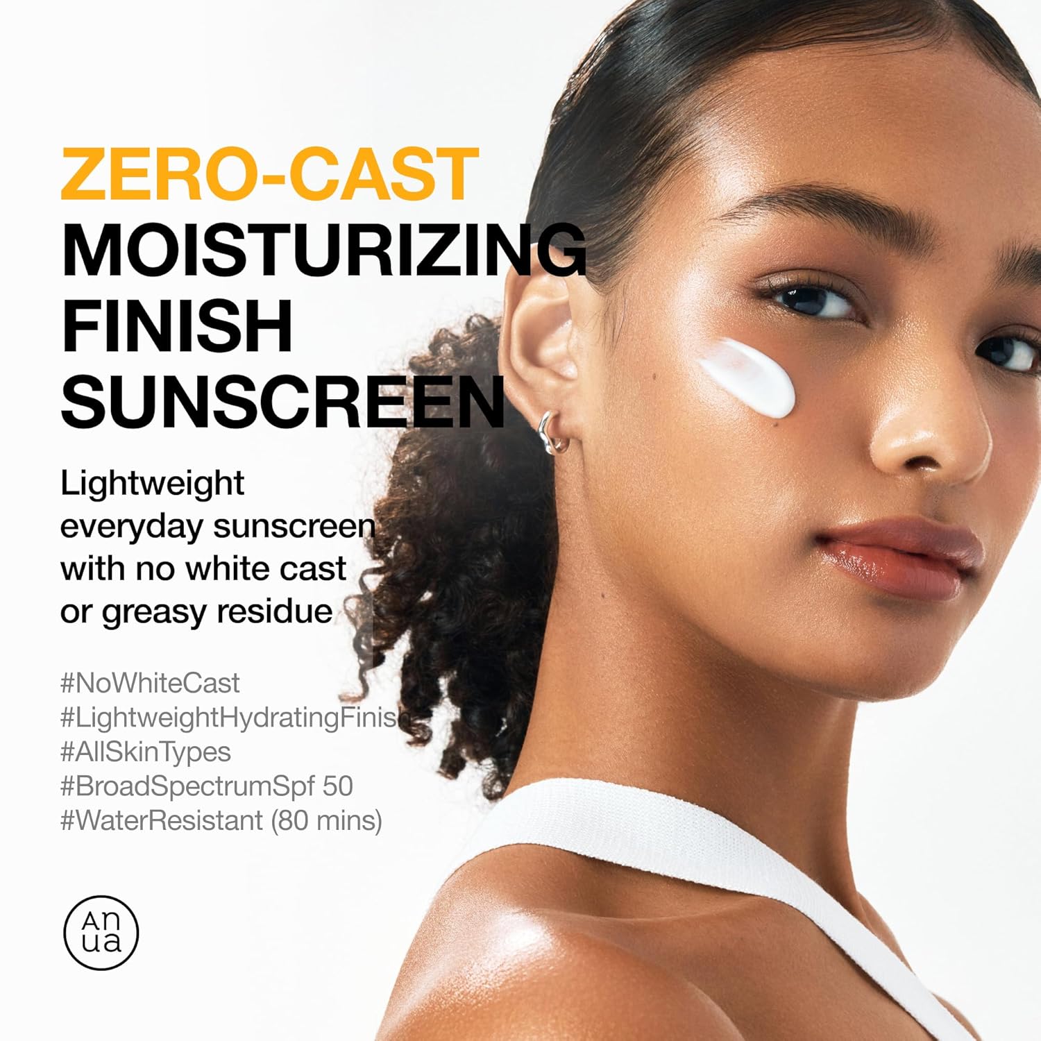 Anua Zero-Cast Moisturizing Finish Sunscreen,SPF 50, Glow Natural Sunscreen,No White cast, Hyaluronic Acid, Niacinamide sun block for face,Oil-Free, Oxybenzone free, Travel Essential (50ml/1.69fl.oz) - Image 2