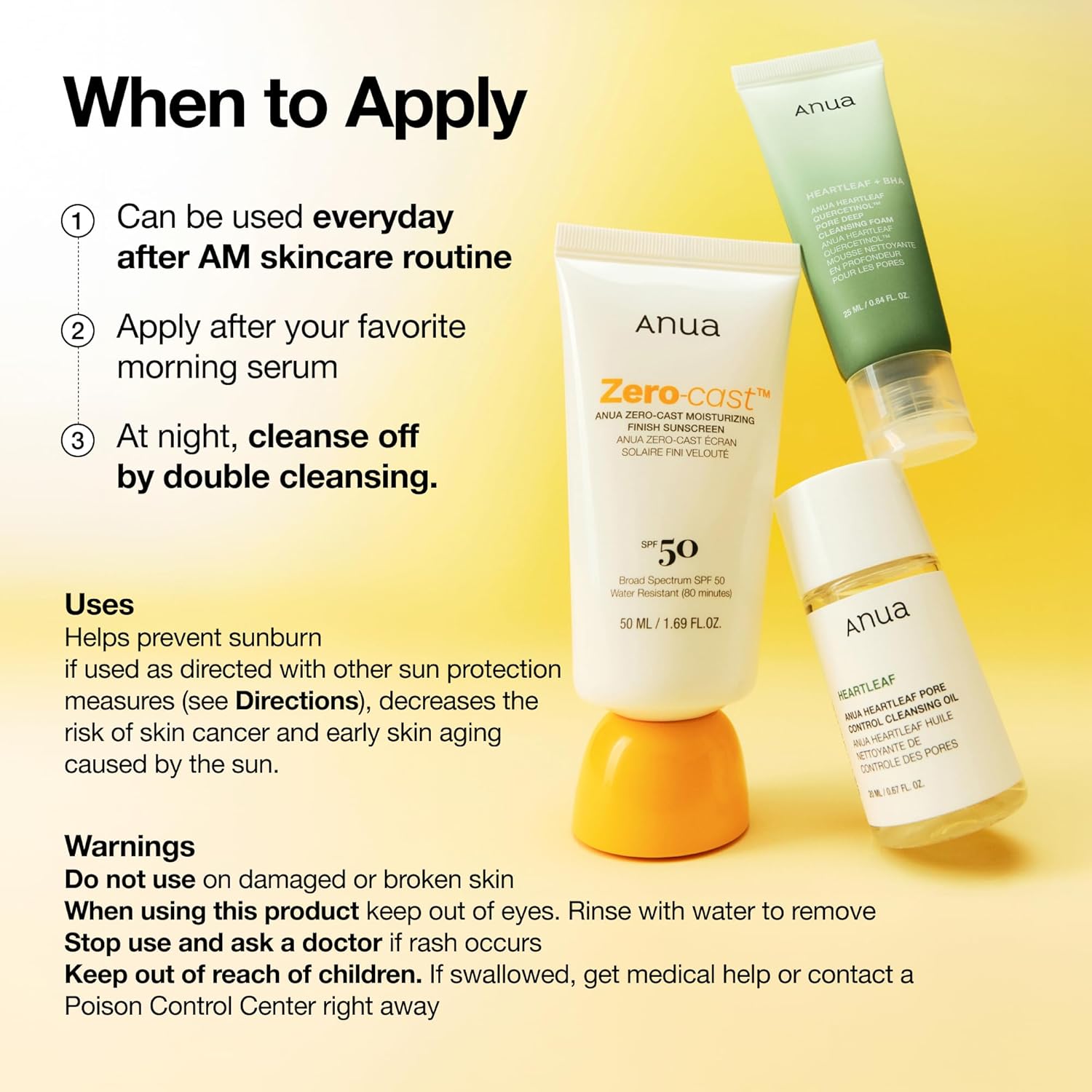 Anua Zero-Cast Moisturizing Finish Sunscreen,SPF 50, Glow Natural Sunscreen,No White cast, Hyaluronic Acid, Niacinamide sun block for face,Oil-Free, Oxybenzone free, Travel Essential (50ml/1.69fl.oz) - Image 7