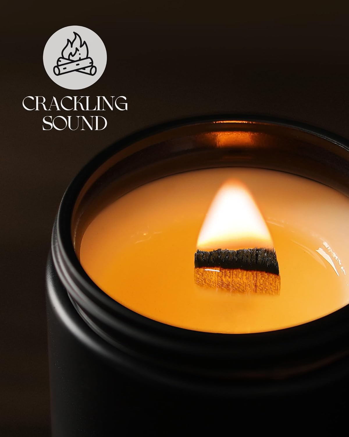 AOOVOO Scented Candles for Men - Oud & Sandalwood Candles for Home Scented | Crackling Wood Wick Soy Candles | Strong Fragranced Masculine Black Candle Gift for Women & Men, 9oz - Image 6