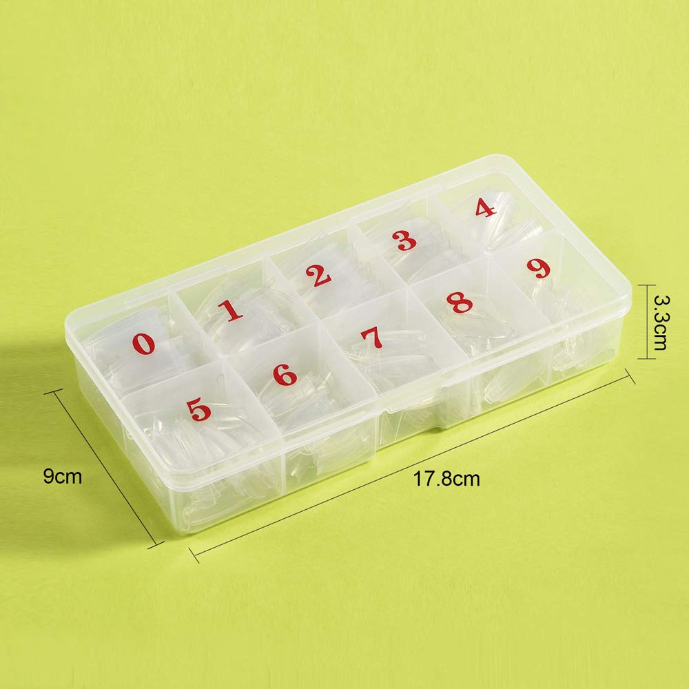 AORAEM Clear French Coffin Nails Tips 500 PCS 10 Sizes Half Cover Clear Nail Tips French Style Straight Nail Tips Acrylic Fake Nails with Box for Nail Salon Home DIY - Image 6