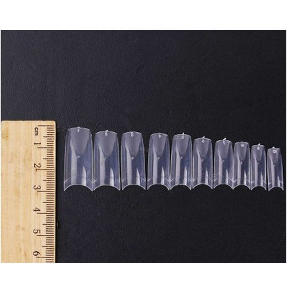 AORAEM Clear French Coffin Nails Tips 500 PCS 10 Sizes Half Cover Clear Nail Tips French Style Straight Nail Tips Acrylic Fake Nails with Box for Nail Salon Home DIY - Image 3