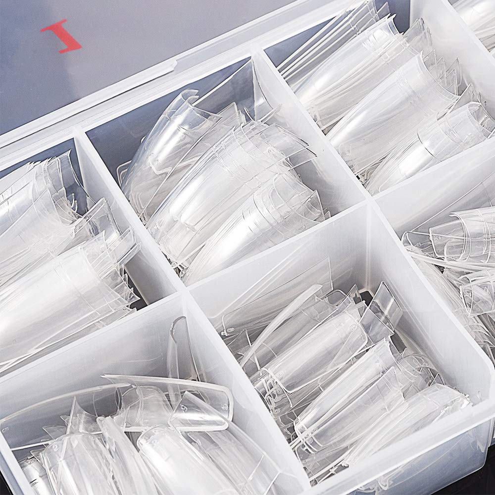 AORAEM Clear French Coffin Nails Tips 500 PCS 10 Sizes Half Cover Clear Nail Tips French Style Straight Nail Tips Acrylic Fake Nails with Box for Nail Salon Home DIY - Image 7