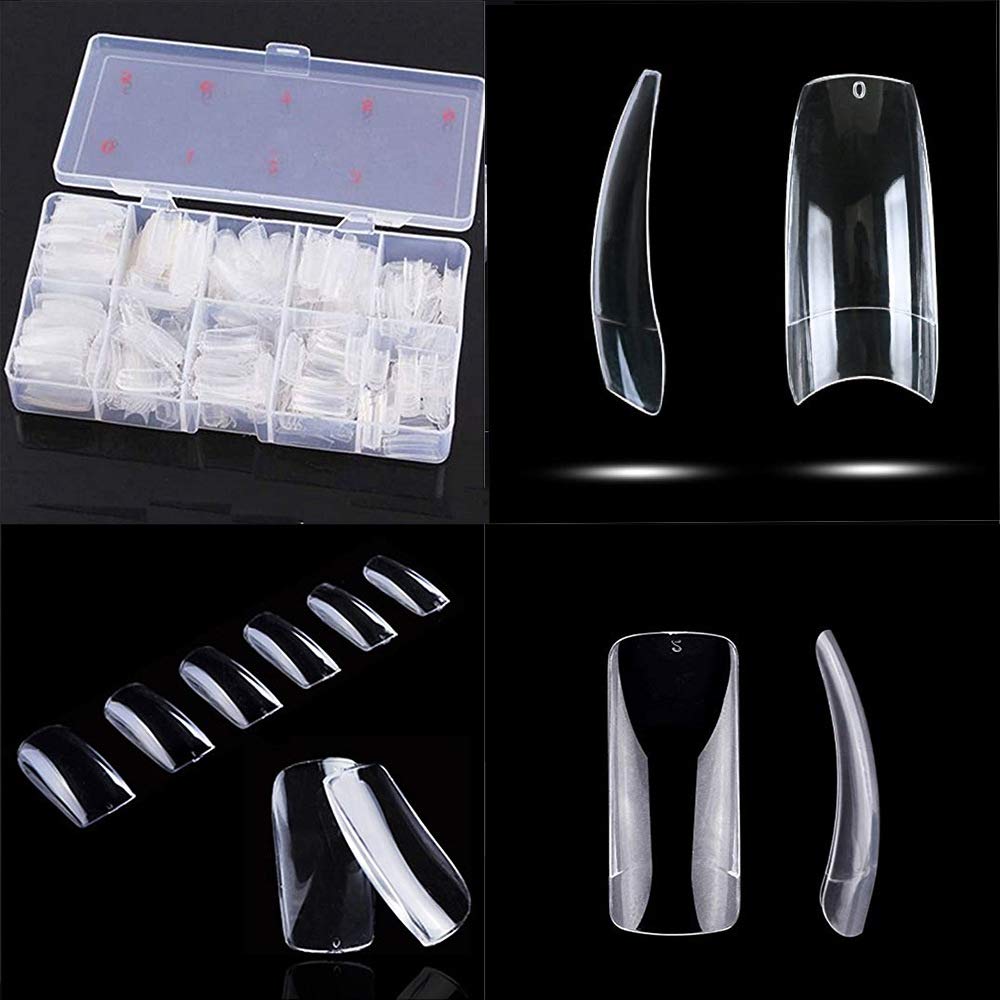 AORAEM Clear French Coffin Nails Tips 500 PCS 10 Sizes Half Cover Clear Nail Tips French Style Straight Nail Tips Acrylic Fake Nails with Box for Nail Salon Home DIY - Image 2