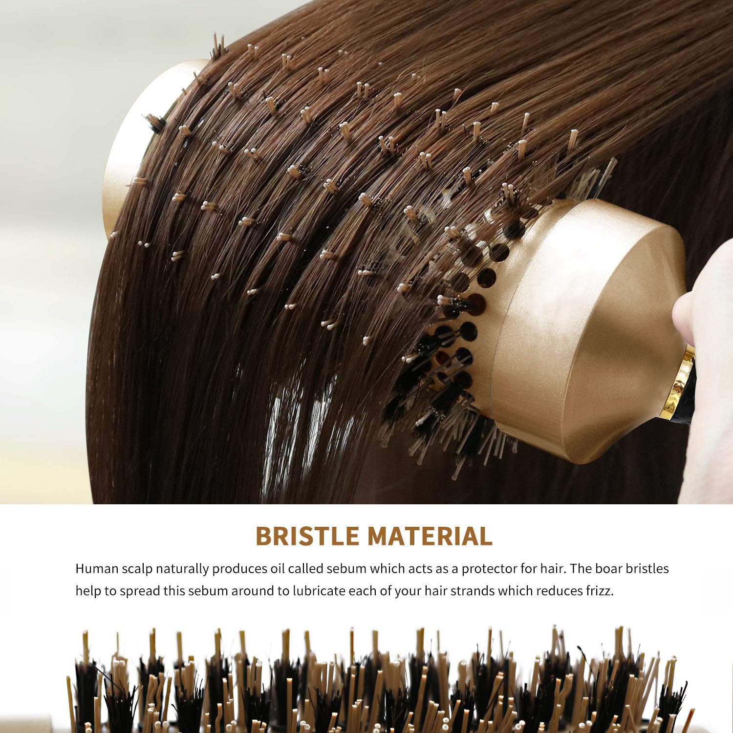 Aozzy Hair Brush, Round Brush Set for Blow Drying - Professional Boar Bristle Hair Styling Brush, Nanothermic-Ion Technology, Vented Ceramic Barrel, for Women - 4 Size Options, Golden - Image 4