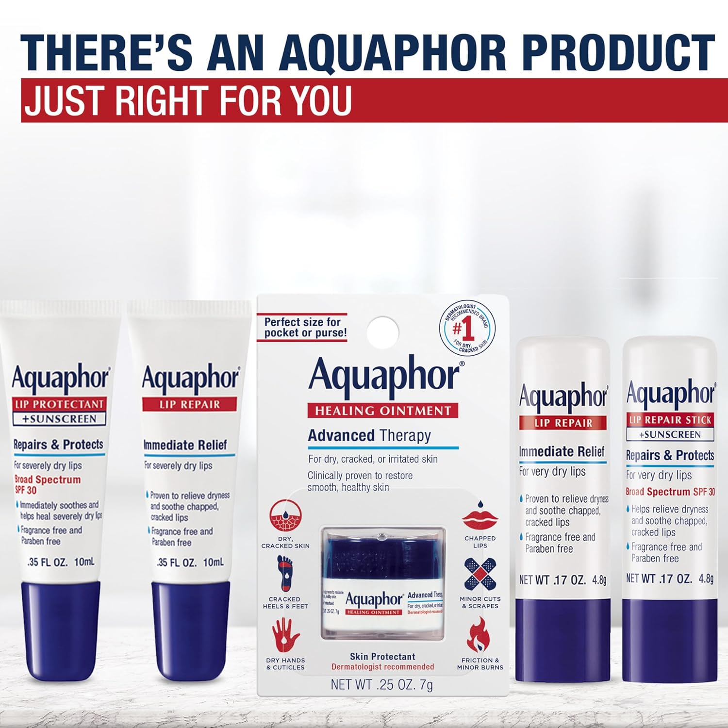 Aquaphor Lip Repair Ointment, Moisturizing Lip Balm Pack, Relieves Dryness, 0.35 Tube, Pack of 2 - Image 5
