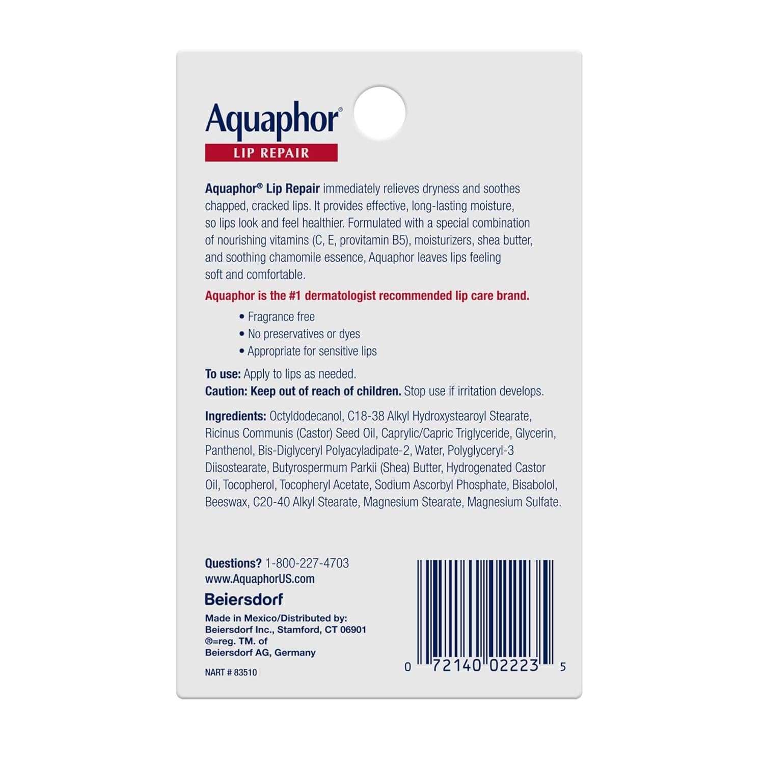 Aquaphor Lip Repair Ointment, Moisturizing Lip Balm Pack, Relieves Dryness, 0.35 Tube, Pack of 2 - Image 6