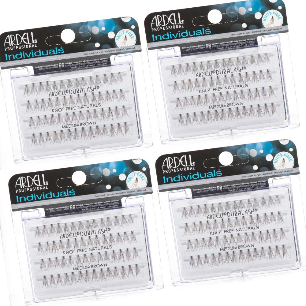 Ardell Individual False Eye Lashes - Medium Brown, Lightweight, Natural Look DIY Lash Clusters Eyelash Extensions, 4 Pack