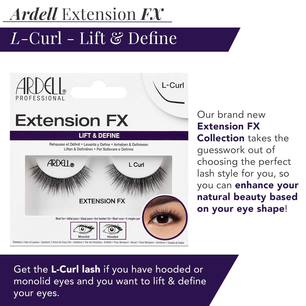 Ardell Lash Extension FX L Curl Lashes – Lift & Define Eyelashes, Natural Lashes for Hooded Eyes, Reusable Eye Lash, 4 Pack - Image 3