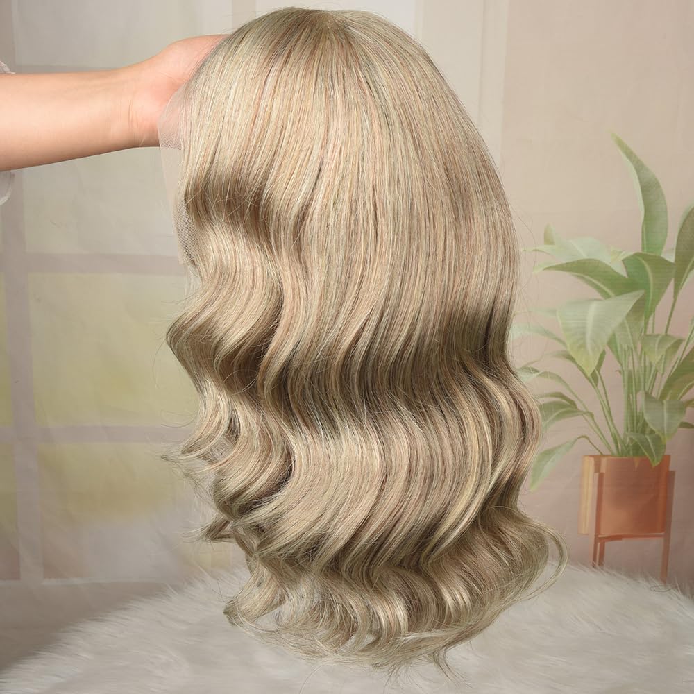 Ash Blonde Bob Wig Human Hair 13x4 HD Lace Front Human Hair Wig 180% Density Loose Body Wave Lace Front Wigs Human Hair Glueless Blonde Colored Bob Wig Pre Plucked for Women 14 Inch - Image 2