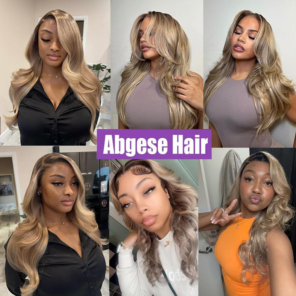 Ash Blonde Ombre Highlight Human Hair Lace Front Wig 24 Inch 13x4 Glueless Body Wave 180% Density HD - Image 5