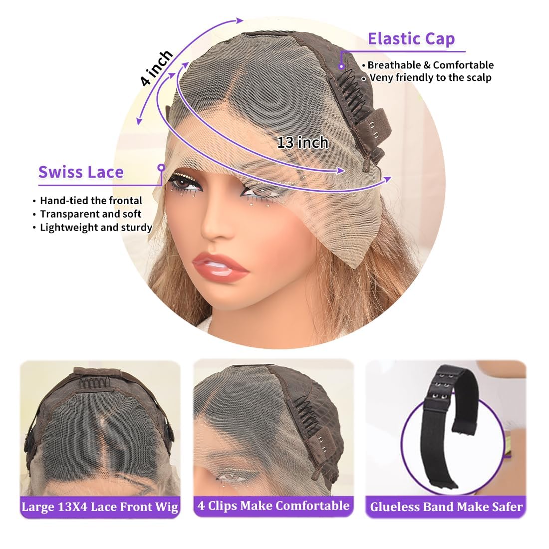Ash Blonde Ombre Highlight Human Hair Lace Front Wig 24 Inch 13x4 Glueless Body Wave 180% Density HD - Image 6