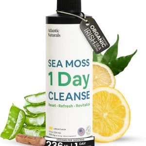 Atlantic Naturals - 1 Day Colon Cleanse Full Body Detox Drink - Sea Moss Supplement for Women & Men, Gut Health, Kidney & Liver Immune Energy Enhancer Gut Cleanse - Lemon Flavor Juice, 8 fl oz