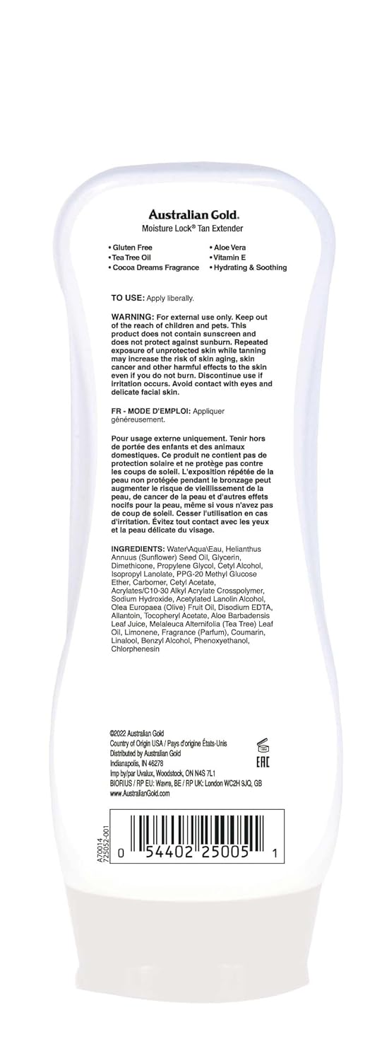 Australian Gold Moisture Lock Tan Extender Moisturizing Lotion, 8 Ounce | Nourish Skin and Lock in Color | Enriched with Aloe & Vitamin E - Image 2