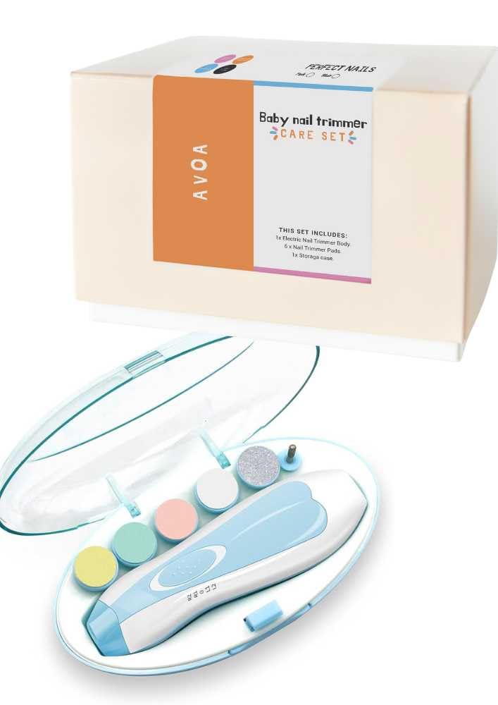 AVOA Electric Baby Nail Trimmer Kit Blue with LED Light Quiet Ergonomic Design - Image 2