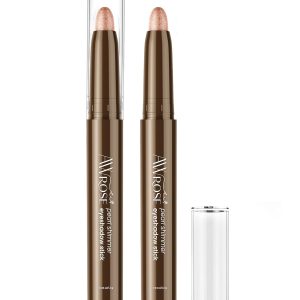 awrose Cream Single Eyeshadow Stick, Glitter Shimmer Eye Shadow, Waterproof Long-Wearing Brilliant Eye Brightener with Sharpener, Makeup Sparkle Eye Shadow Pen Suits Everyone at Any Age