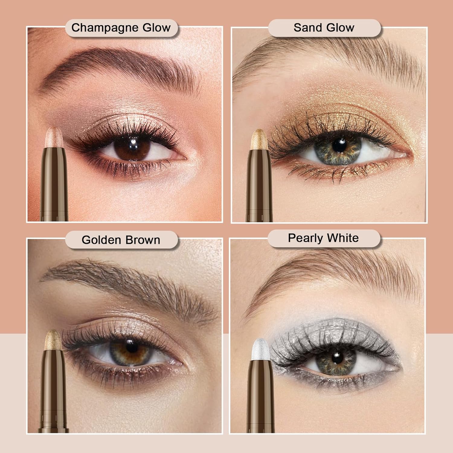 awrose Cream Single Eyeshadow Stick, Glitter Shimmer Eye Shadow, Waterproof Long-Wearing Brilliant Eye Brightener with Sharpener, Makeup Sparkle Eye Shadow Pen Suits Everyone at Any Age - Image 7