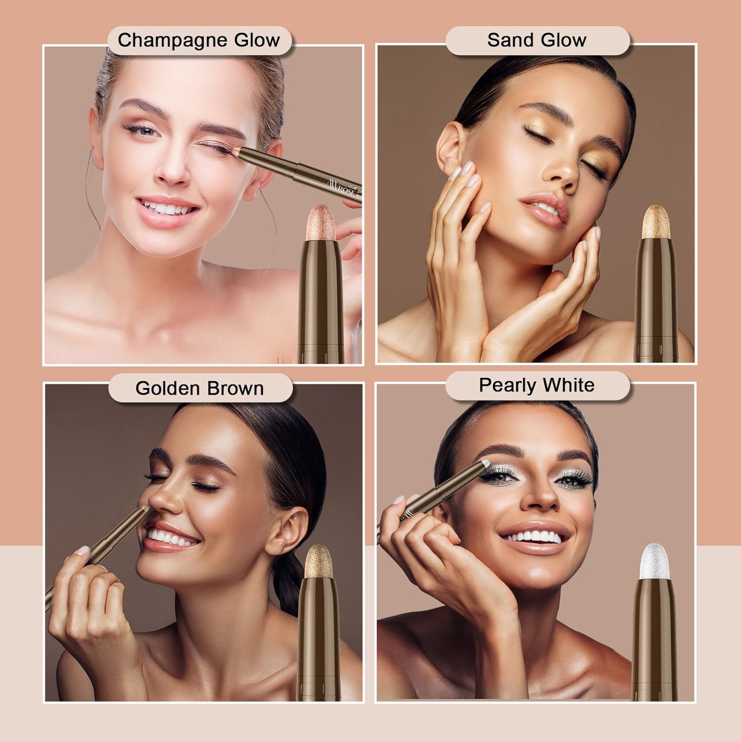 awrose Cream Single Eyeshadow Stick, Glitter Shimmer Eye Shadow, Waterproof Long-Wearing Brilliant Eye Brightener with Sharpener, Makeup Sparkle Eye Shadow Pen Suits Everyone at Any Age - Image 8