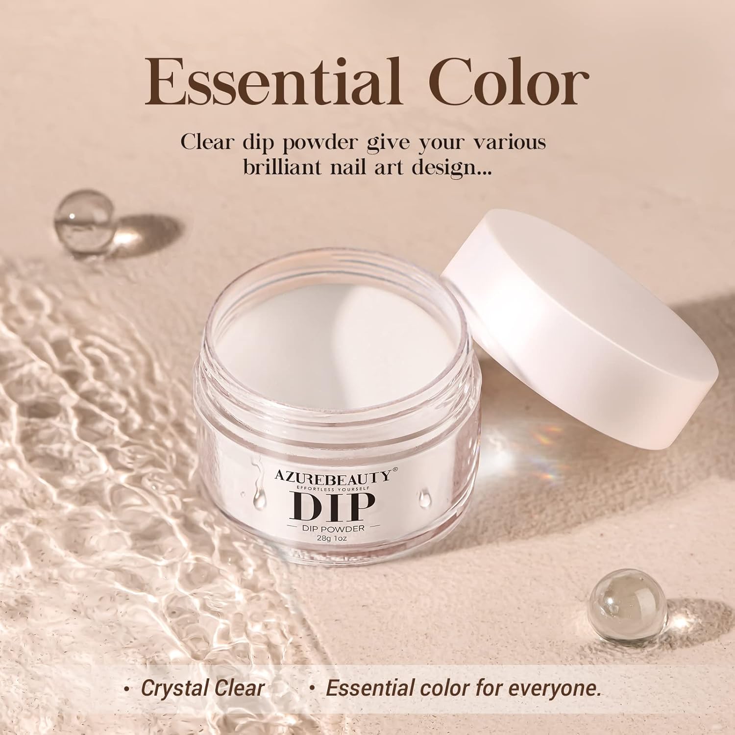 AZUREBEAUTY Clear Dip Powder for Nails, Essential Transparent Dipping Build Powder Crystal French Art Starter Manicure Beginner DIY Salon Home Gift, 1 Oz/28g - Image 8