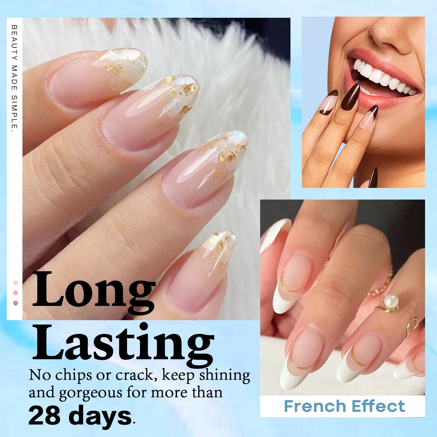 AZUREBEAUTY Clear Dip Powder for Nails, Essential Transparent Dipping Build Powder Crystal French Art Starter Manicure Beginner DIY Salon Home Gift, 1 Oz/28g - Image 2