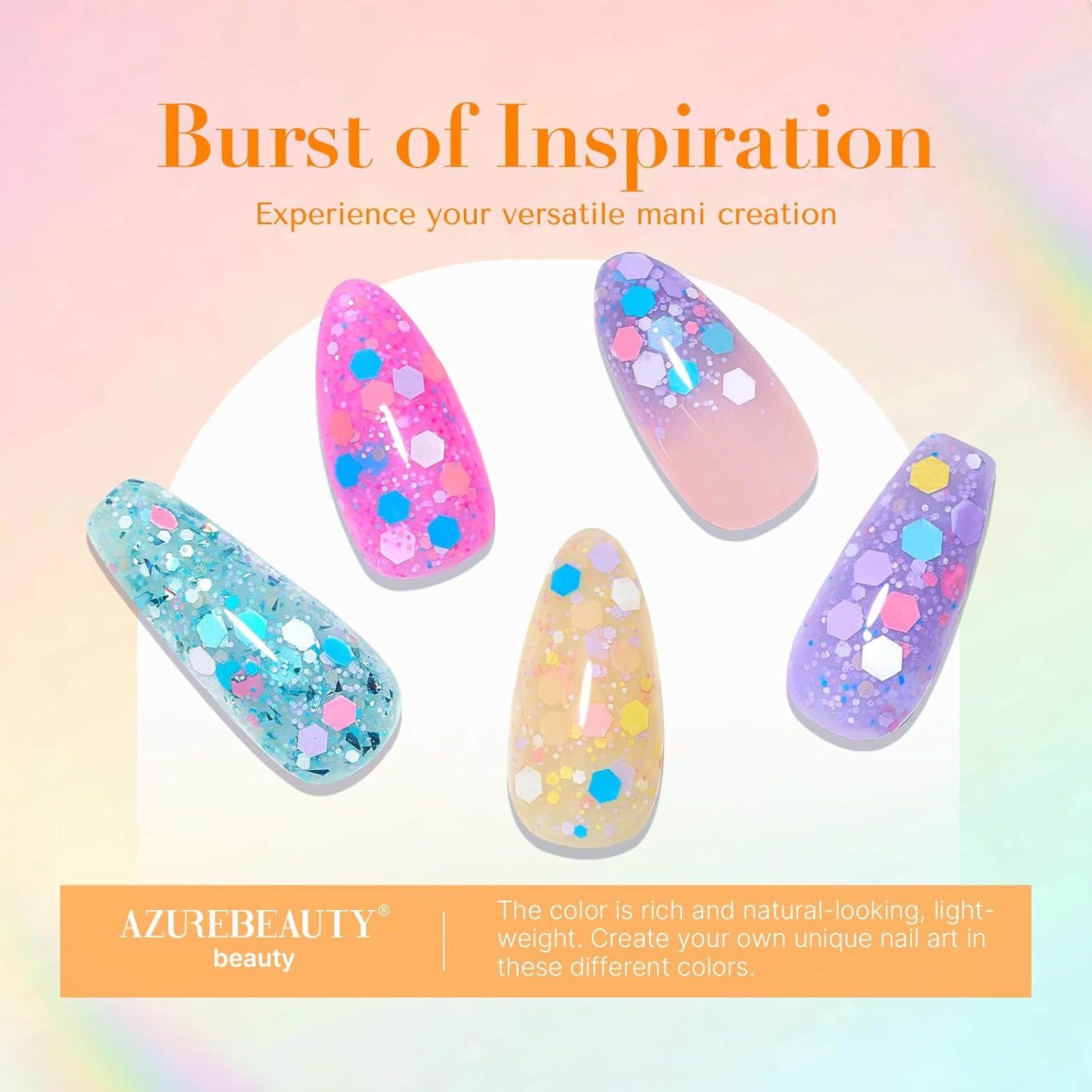 AZUREBEAUTY Dip Powder Nail Set, 6 Colors Pink Purple Green Glitter Cheese Colors Natural Dipping Powder Starter Spring Kit, French Nail Art Manicure DIY Salon, No Need Nail Lamp Cured - Image 5
