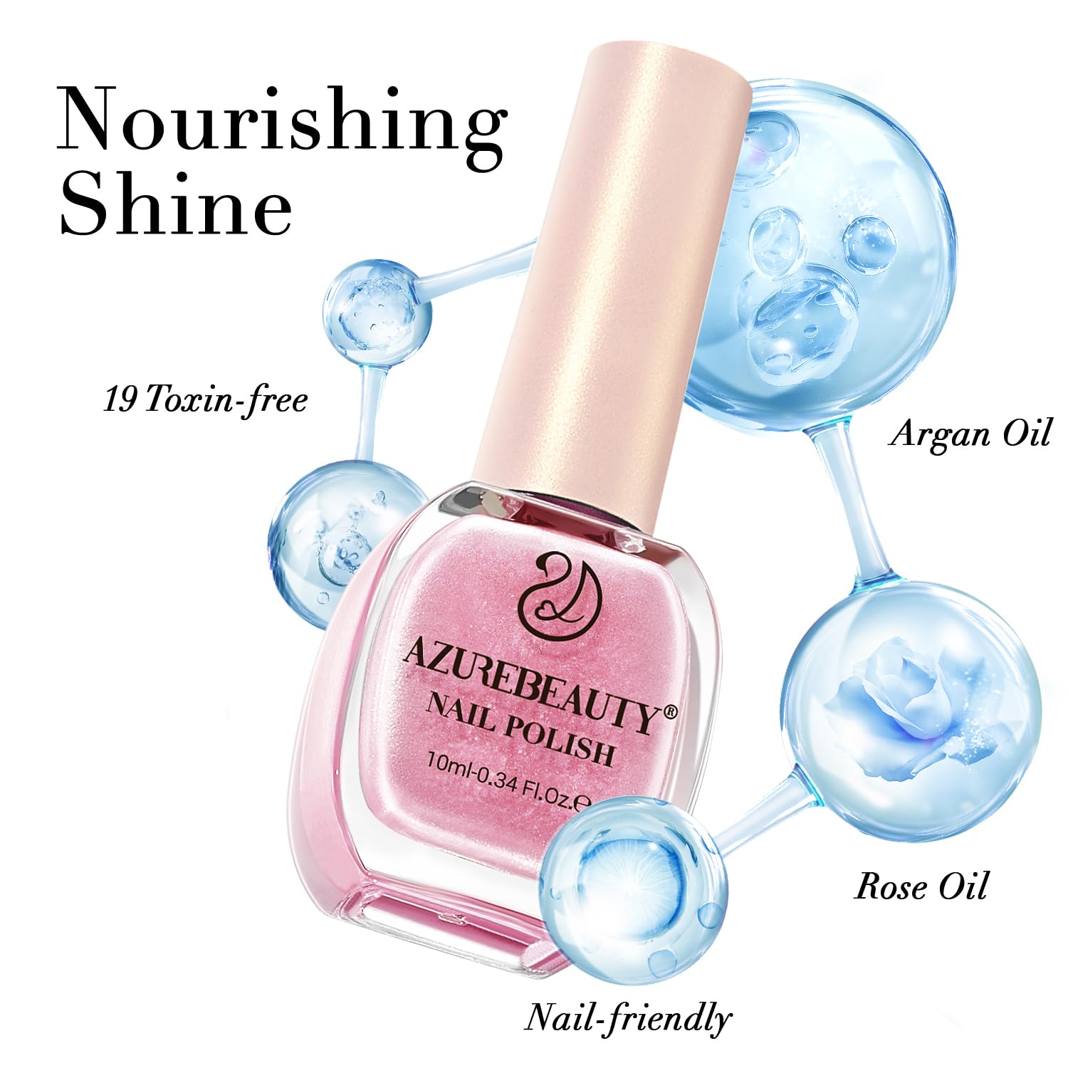 AZUREBEAUTY Glitter Pink Nail Polish Quick Dry Natural Infinite Shine Nail Lacquer Fingernail Polish Strengthening Treatment Kit Salon-Quality for Women 10ml - Image 6