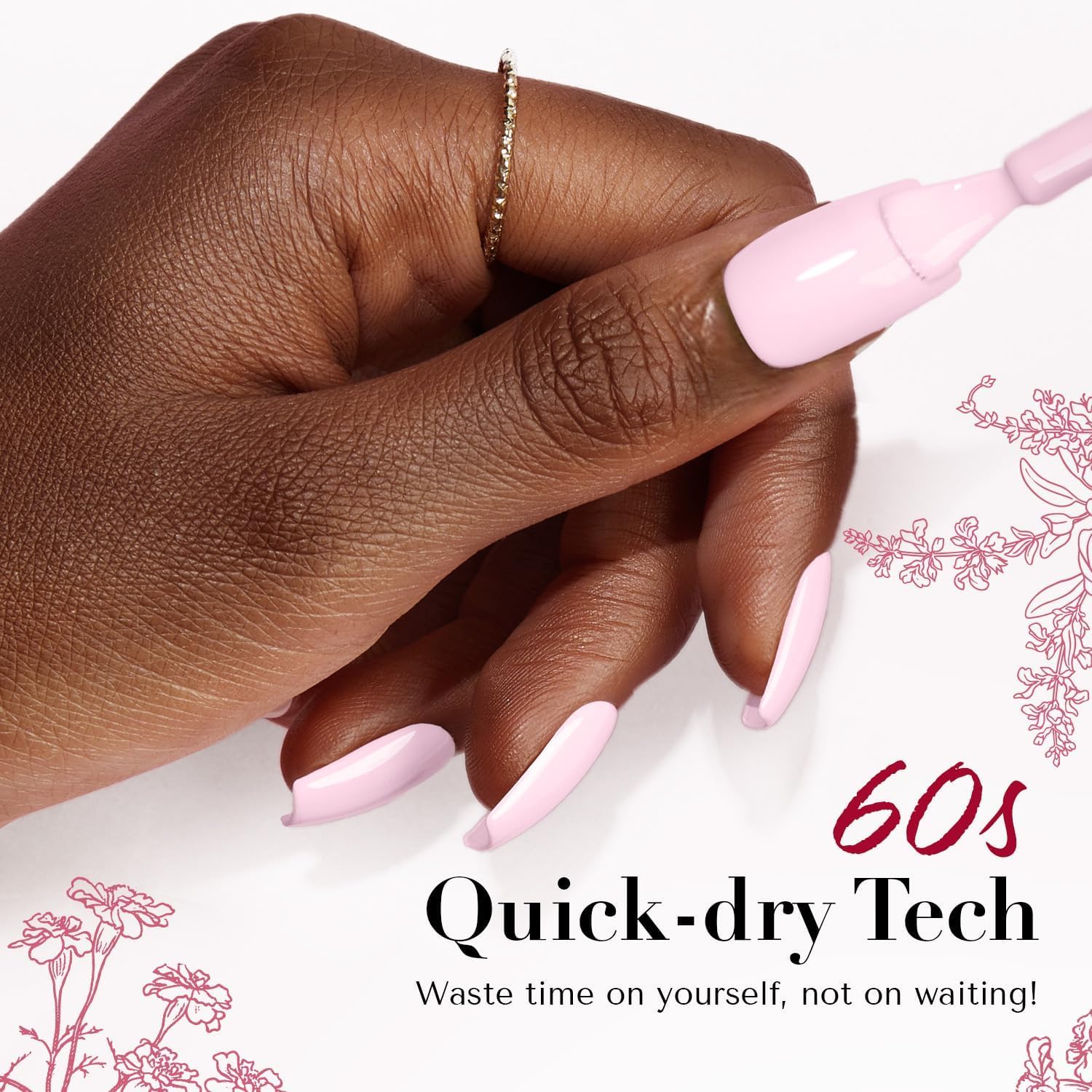 AZUREBEAUTY Raspberry Pink Nail Polish Set, Quick Dry Natural Boundless Shine Lacquer Fingernail Strengthening Nurse Kit Salon-Quality for Women 2Pcs 0.34 oz - Image 7