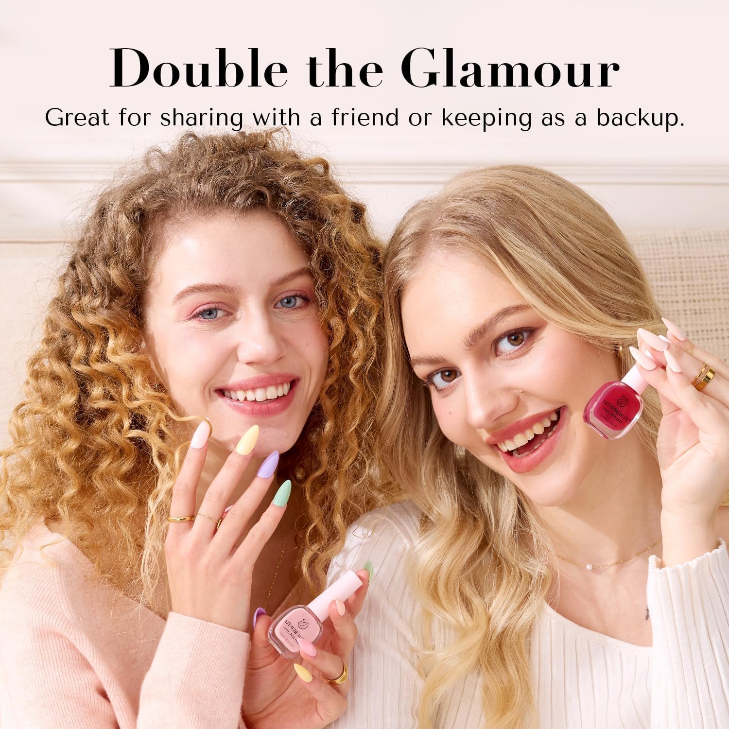 AZUREBEAUTY Raspberry Pink Nail Polish Set, Quick Dry Natural Boundless Shine Lacquer Fingernail Strengthening Nurse Kit Salon-Quality for Women 2Pcs 0.34 oz - Image 5