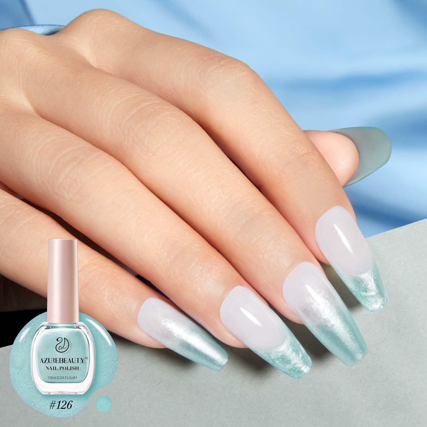 AZUREBEAUTY Shimmery Blue-Green Nail Polish Quick Dry 10ml Strengthening Treatment - Image 3
