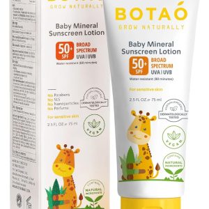 Baby 100% mineral Zinc Oxide baby sunscreen – safe natural sunblock lotion for babies: SPF50 Broad Spectrum UVA UVB,For sensitive skin Baby Face Body Protection, Sunblock Cream 2.5 Oz
