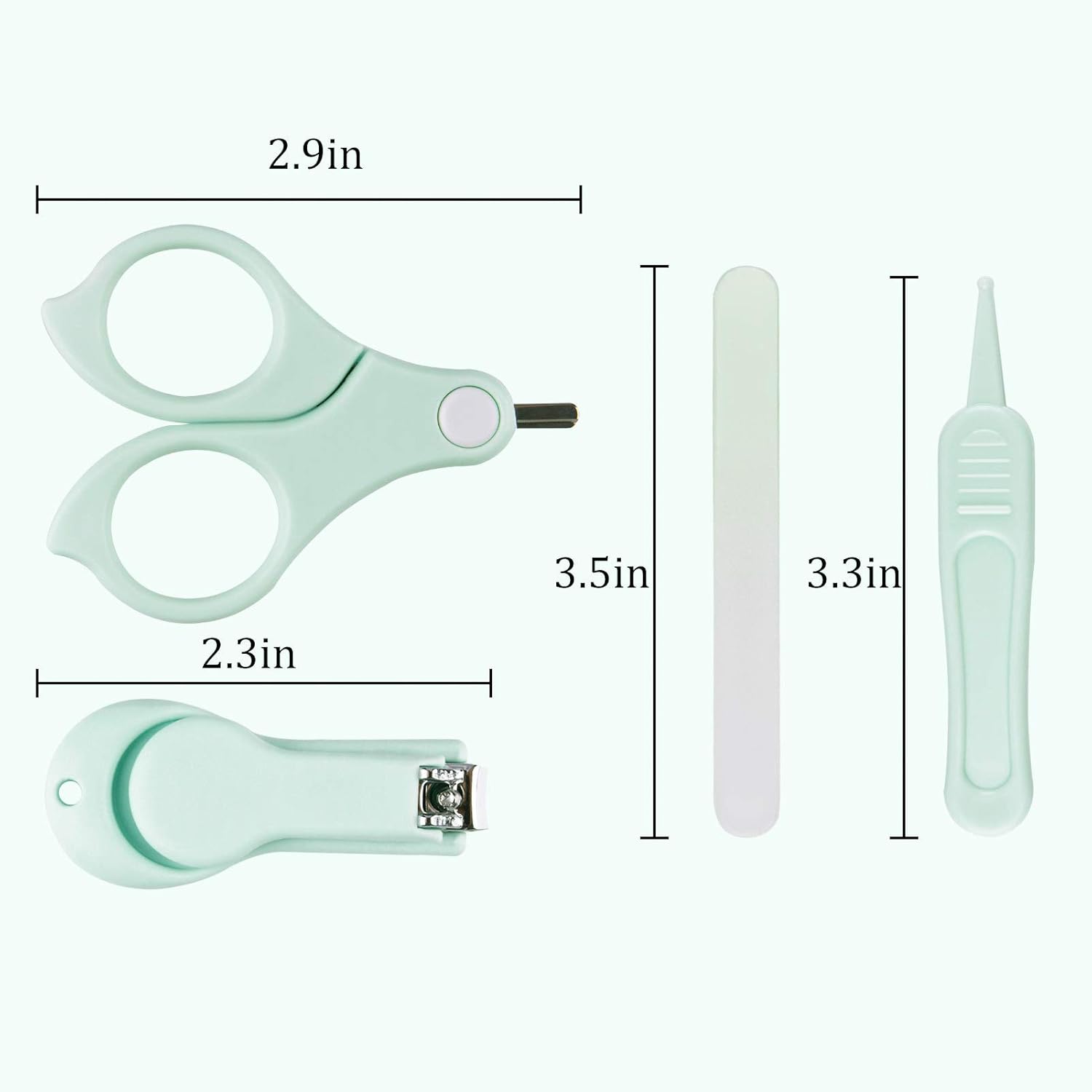 Baby Nail Kit, Baby Manicure Kit and Pedicure with Cute Owl Shape Case. Baby Nail Clipper, Scissor, Nail File & Tweezer for Newborn, Infant & Toddler, Mothers Day Gifts(Green) - Image 2