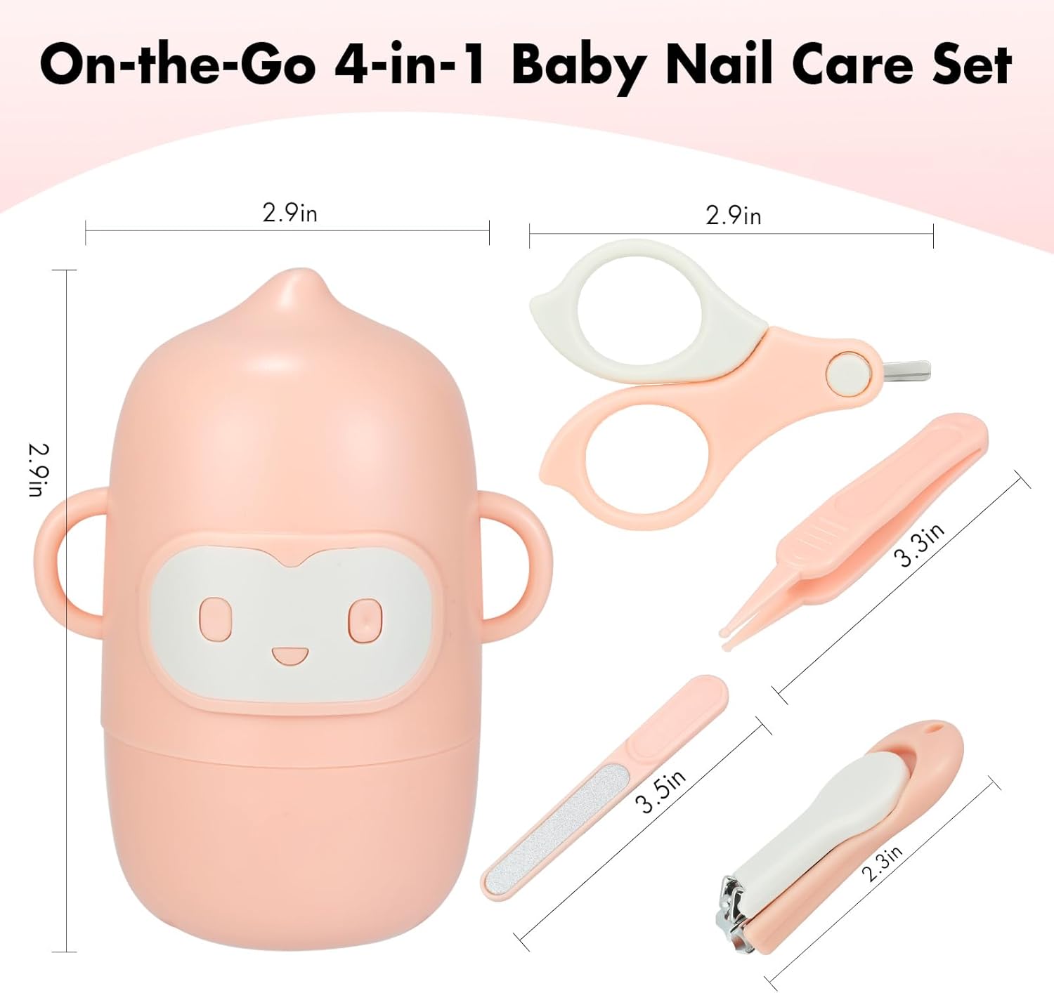 Baby Nail Kits, 4-in-1 Newborn Nail Clippers with Cute Monkey Shape Case. Baby Nail Clipper, Scissor, Nail File & Tweezer for Unisex Newborn Infant Toddler Kids - Image 6
