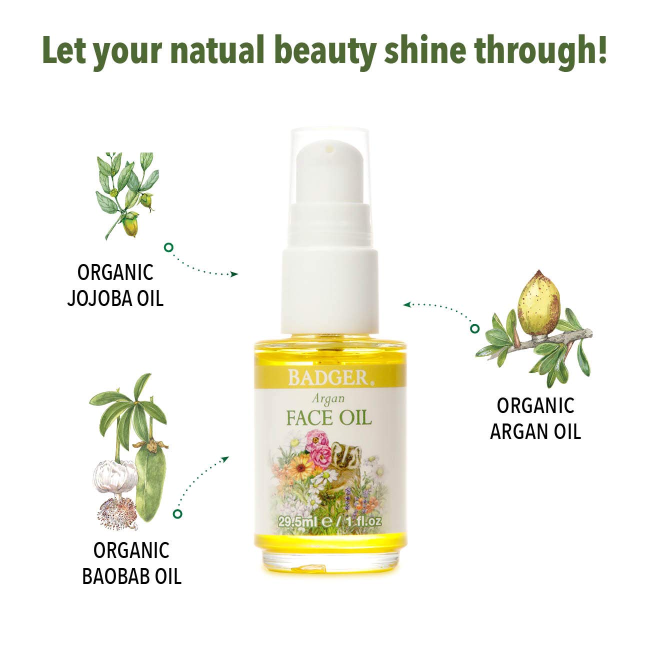 Badger Argan Face Oil, Organic Facial Moisturizer for All Skin Types, Deep Nourishment, Quick Absorption, Moisturizing Facial Oil, 1 fl oz Glass Bottle - Image 6