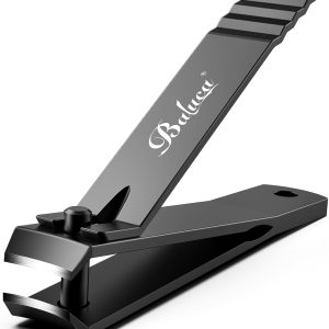 BALUCA Curved Toenail Clipper for Thick Nails, Heavy Duty Stainless Steel Toe Nail Clippers for Seniors, Men & Women, Stainless Steel Nail Cutter for Accurate Trimming and Grooming (All Black)