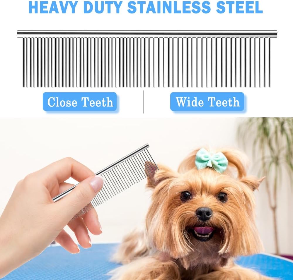 Bamlue 6 in 1 Professional Stainless Steel 4CR Safety Round Tip Dog Grooming Scissors, Anti-Rust Shears Cat Grooming Scissors Pet Kit, Thinning Straight Comb for Long Short Hair-Blue - Image 6