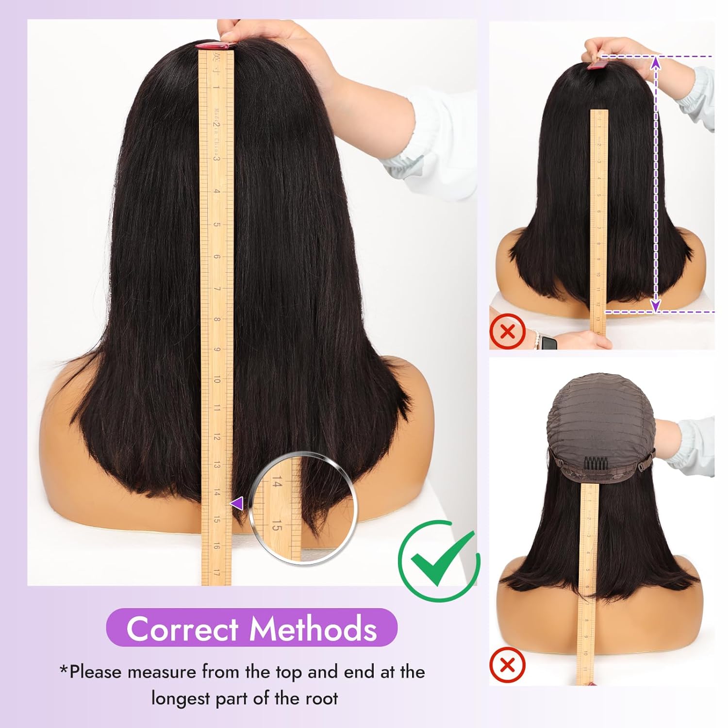 Bang Wigs Human Hair Glueless Straight Layered Bob Hairstyle 4x2 Transparent Lace Black for Women 14 Inch - Image 7
