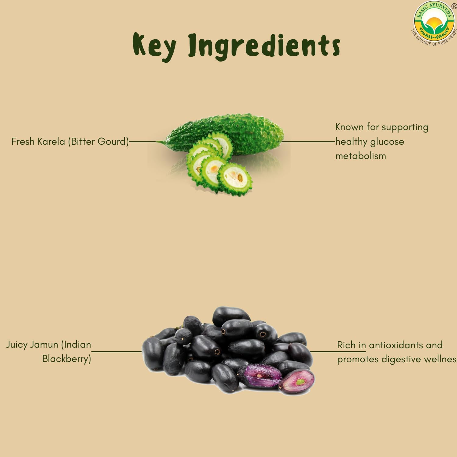 BASIC AYURVEDA Karela & Jamun Herbal Mix Powder | Traditional Bitter Gourd & Indian BlackBerry Blend | Natural Plant-Based Supplement for Daily Routine & Lifestyle Support | 7.05 Oz (200g) - Image 5