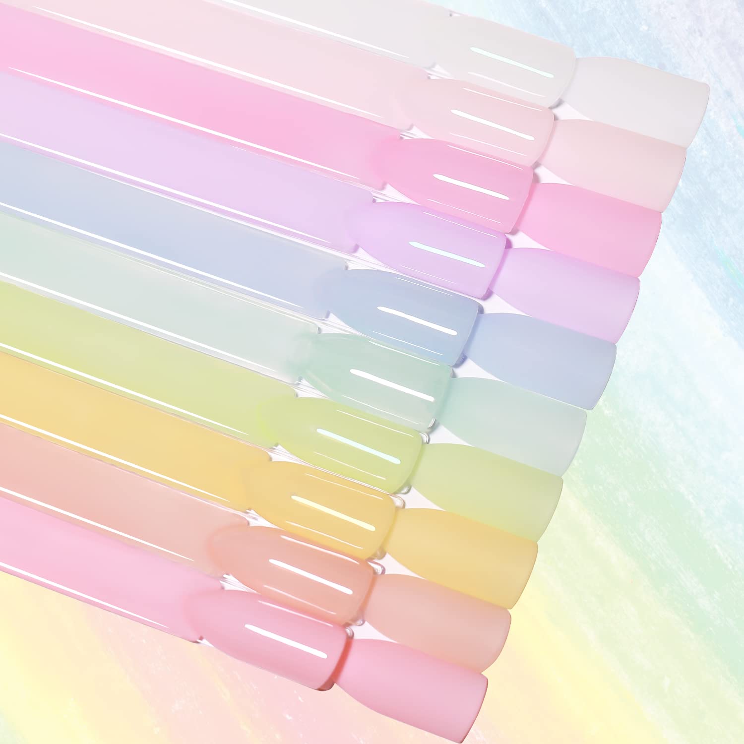 Beautpal Pastel Jelly Gel Nail Polish Set Spring Summer Milky Gel Polish Kit Semi-transparent Pink Blue Green Yellow Soak Off UV Gel Polish 7ML 10PCS - Image 6
