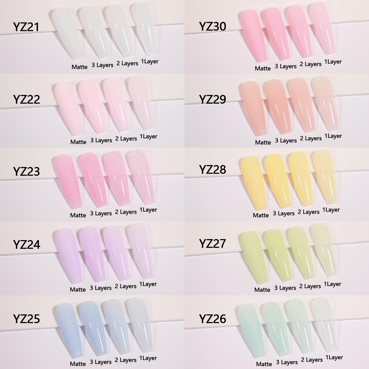 Beautpal Pastel Jelly Gel Nail Polish Set Spring Summer Milky Gel Polish Kit Semi-transparent Pink Blue Green Yellow Soak Off UV Gel Polish 7ML 10PCS - Image 2
