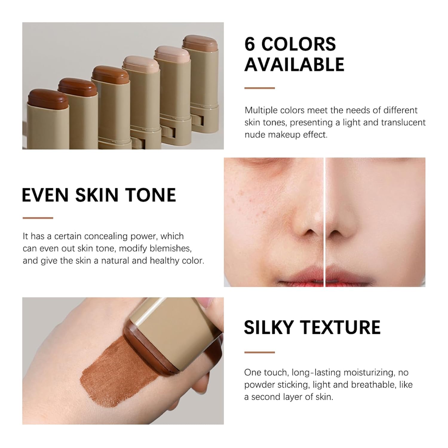 Beauty Balm Serum Boosted Skin Tint – Hydrating Tinted Moisturizer, Lightweight Solid Tinted Foundation Stick for Flawless, Sheer to Medium Coverage, Radiant & Dewy Finish, All-Day Wear (4#, 1) - Image 9