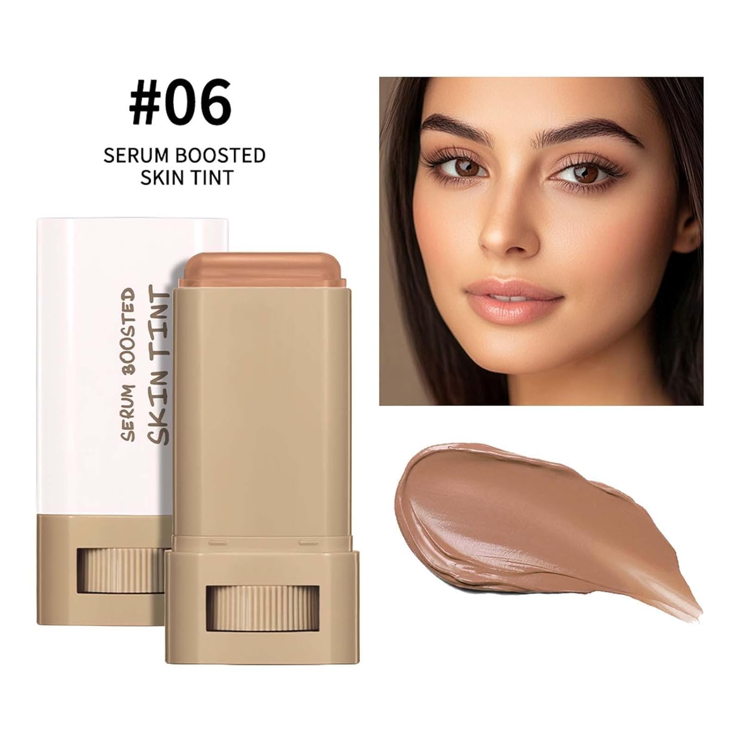 Beauty Balm Serum Boosted Skin Tint – Hydrating Tinted Moisturizer, Lightweight Solid Tinted Foundation Stick for Flawless, Sheer to Medium Coverage, Radiant & Dewy Finish, All-Day Wear (6#, 1) - Image 2