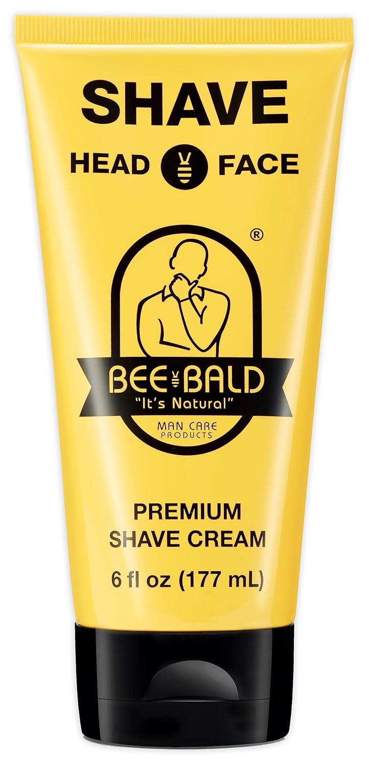 Bee Bald SHAVE Premium Shaving Cream Goes On Light & Slick That's Incredibly Smooth & Quick For Both Face And Head, 6 Fl Oz