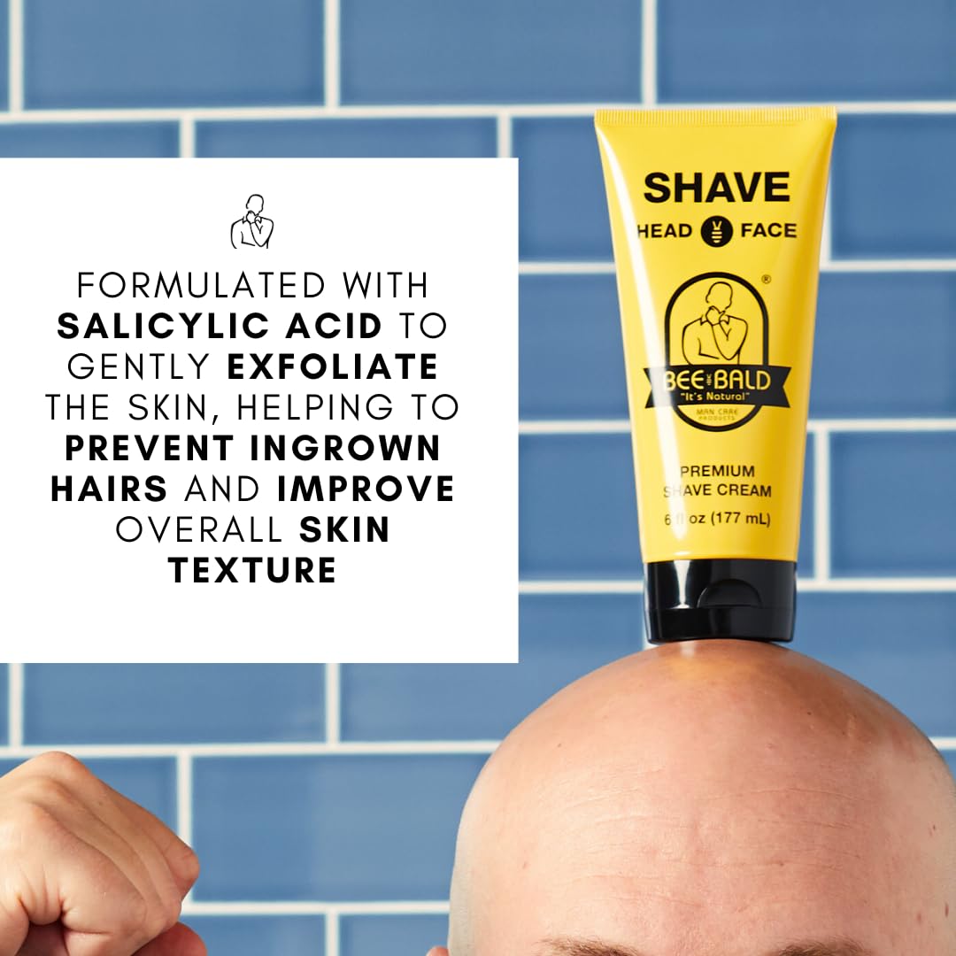 Bee Bald SHAVE Premium Shaving Cream Goes On Light & Slick That's Incredibly Smooth & Quick For Both Face And Head, 6 Fl Oz - Image 5
