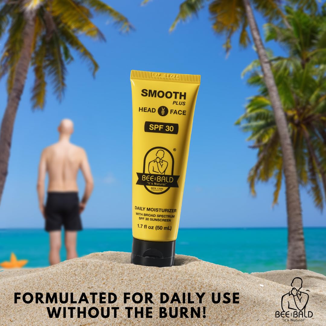 Bee Bald SMOOTH PLUS Head & Face Moisturizer with SPF 30 Sunscreen Lotion Protecting Skin From Harmful UVA/UVB Rays While Hydrating, Moisturizing and Toning, 1.7 Fl Oz - Image 7
