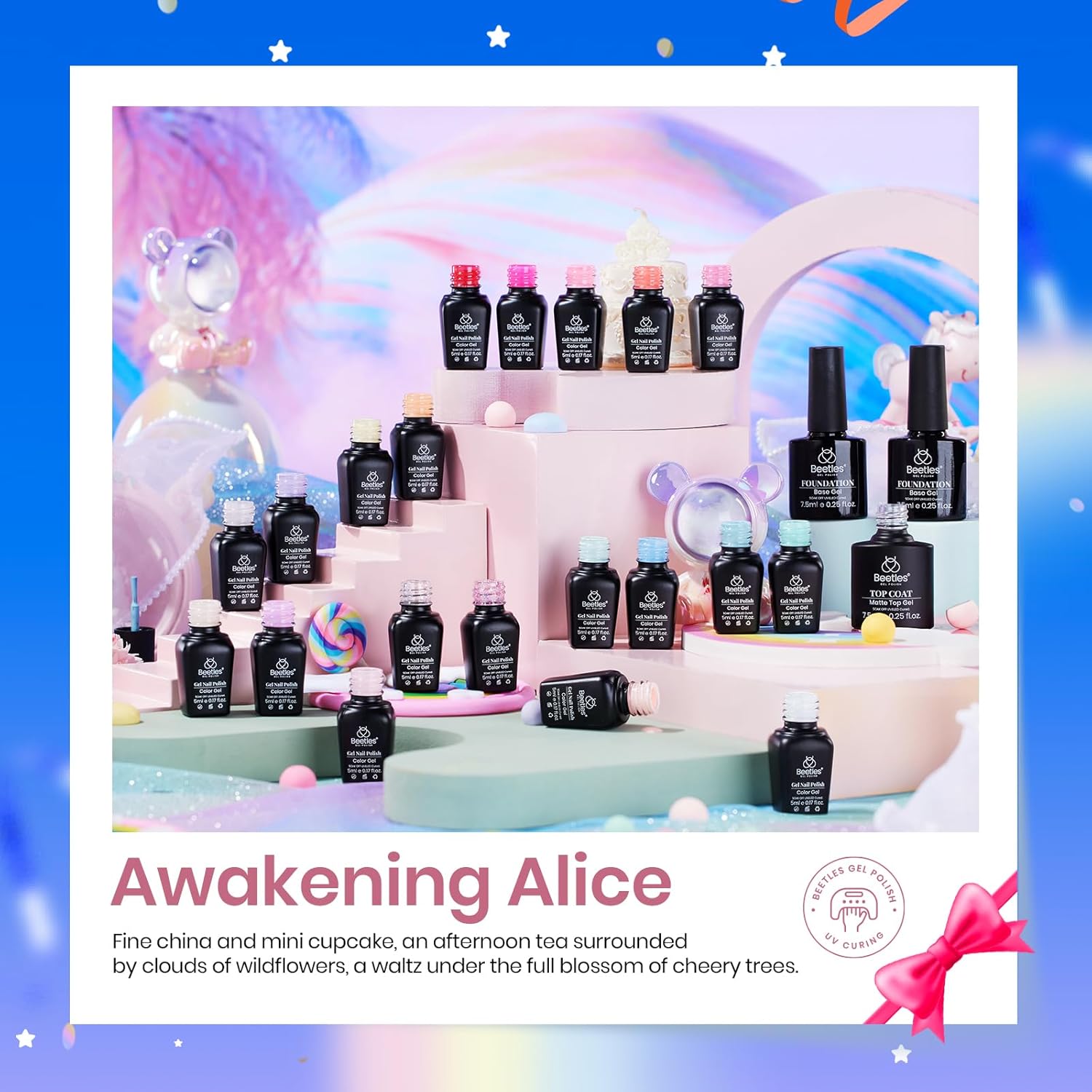 Beetles 23 Piece Gel Nail Polish Set with Base and Top Coat for Bright Spring Colors - Image 3