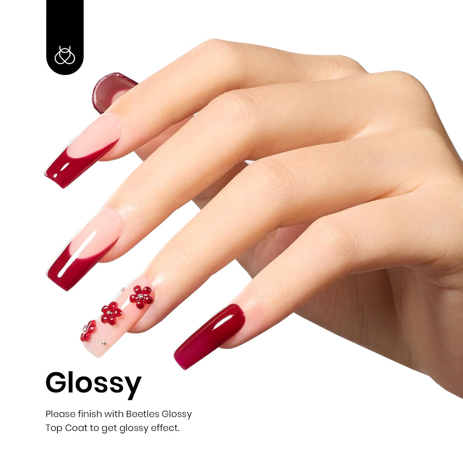 Beetles Dark Red Gel Polish, 15ml Full Maroon Red Gel Nail Polish Soak Off Nail Art Manicure Salon DIY Design at Home Gifts for Woman - Image 3
