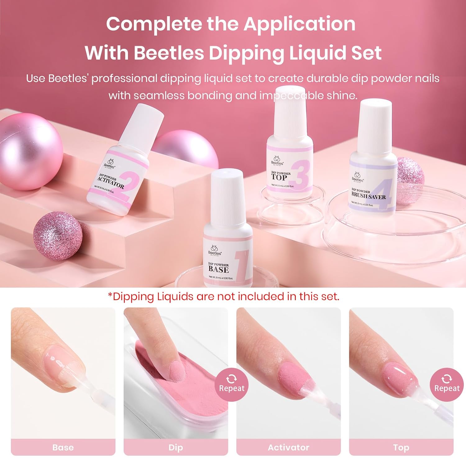 Beetles Dip Powder Nail Kit, 6 Colors Jelly Pink Nude Milky Translucent Powder Dipping Set for All Seasons, Manicure DIY Art at Home, No Need Nail Lamp Cured Gifts for Women - Image 3