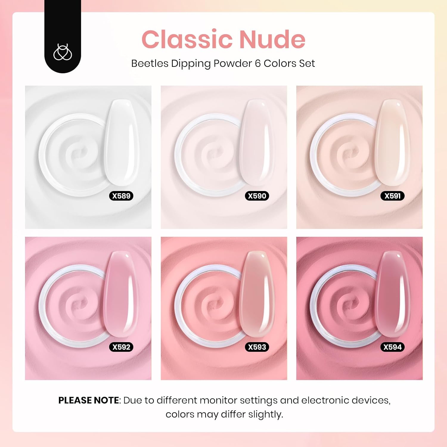 Beetles Dip Powder Nail Kit, 6 Colors Jelly Pink Nude Milky Translucent Powder Dipping Set for All Seasons, Manicure DIY Art at Home, No Need Nail Lamp Cured Gifts for Women - Image 2