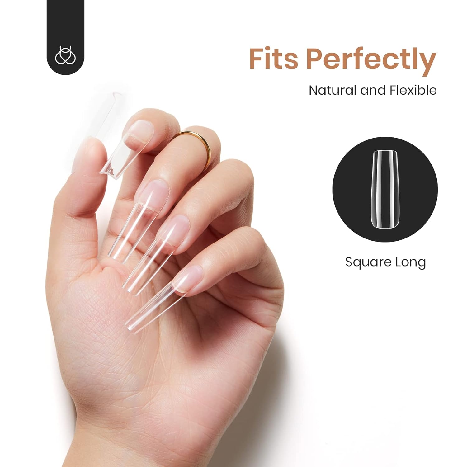 Beetles Gel Nail Kit Gel Nail Tips, 500Pcs Pre-shaped Long Square Gelly Tips Clear Press on Nail Tips Full Cover False Nails for Gel Art Soak Off Nail Extensions Acrylic Nails Women Gifts - Image 3